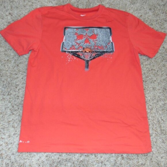 Mens Nike Basketball T-Shirt Shatter Backboard Orange Large Dri-Fit Short Sleeve - Picture 1 of 3